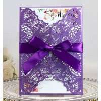 Purple Invitation Card Wedding Decoration Laser Cut Paper Wholesale